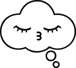 line drawing cartoon thought bubble