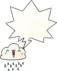 cartoon storm cloud and speech bubble in smooth gradient style