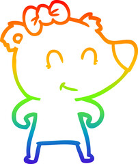 rainbow gradient line drawing female bear cartoon
