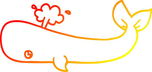 warm gradient line drawing cartoon whale