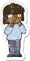 retro distressed sticker of a cartoon excited person