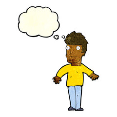 Obraz premium cartoon worried man with thought bubble