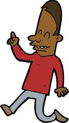 cartoon happy man pointing