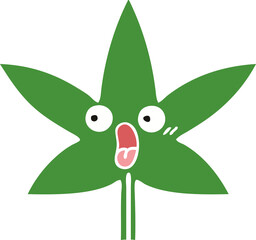 flat color retro cartoon marijuana leaf