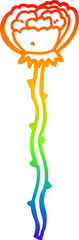 rainbow gradient line drawing cartoon flower