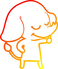 warm gradient line drawing cartoon smiling elephant