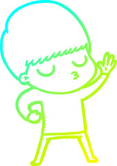 cold gradient line drawing cartoon calm boy