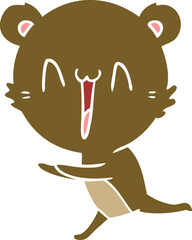 running bear flat color style cartoon