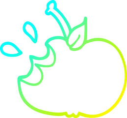 cold gradient line drawing cartoon juicy bitten apple