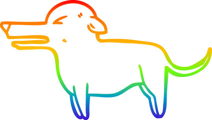rainbow gradient line drawing cartoon dog