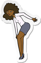 sticker of a cartoon annoyed woman rubbing knee