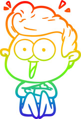 rainbow gradient line drawing cartoon man