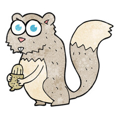texture cartoon angry squirrel with nut