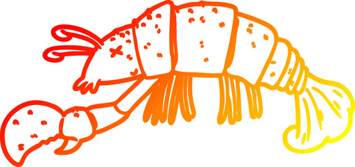 warm gradient line drawing cartoon lobster