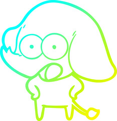 cold gradient line drawing cute cartoon elephant