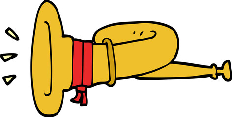 cartoon doodle curled horn instrument
