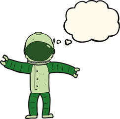 cartoon astronaut with thought bubble