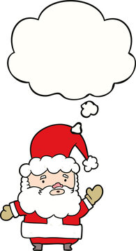 cartoon santa claus and thought bubble