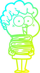 cold gradient line drawing cartoon happy man