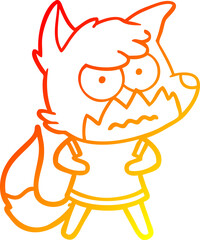 warm gradient line drawing cartoon annoyed fox