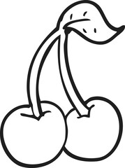 black and white cartoon cherries