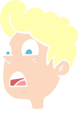 flat color illustration of a cartoon shocked man
