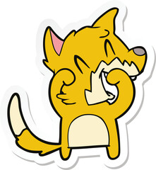 sticker of a laughing fox cartoon