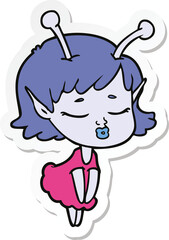 sticker of a cute alien girl cartoon