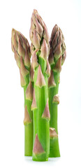 Green asparagus spears isolated on white background.