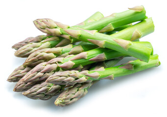 Green asparagus spears isolated on white background.