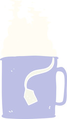 flat color illustration of a cartoon mug of tea