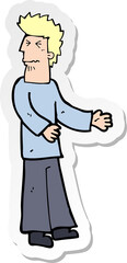 sticker of a cartoon disgusted man