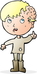 cartoon boy with growth on head
