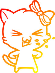 warm gradient line drawing cartoon cat