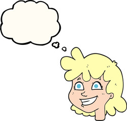 thought bubble cartoon female face