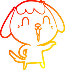 warm gradient line drawing cartoon dog