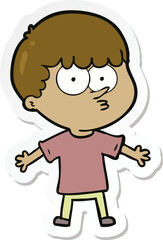 sticker of a cartoon curious boy