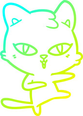 cold gradient line drawing cartoon cat