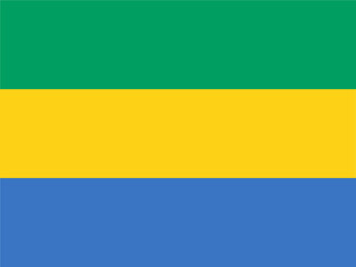 Gabon flag wave isolated on png or transparent background