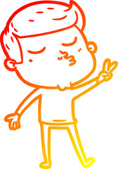 warm gradient line drawing cartoon model guy pouting