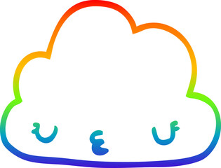 rainbow gradient line drawing cute cartoon cloud