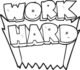 black and white cartoon work hard symbol
