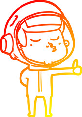 warm gradient line drawing cartoon confident astronaut giving thumbs up sign