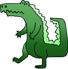 quirky gradient shaded cartoon crocodile