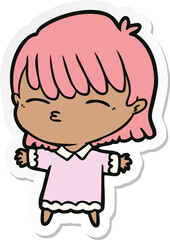 sticker of a cartoon woman