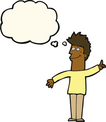 cartoon man with idea with thought bubble