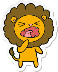 sticker of a cartoon angry lion