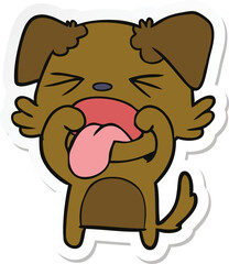 sticker of a cartoon disgusted dog