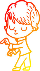 warm gradient line drawing cartoon woman