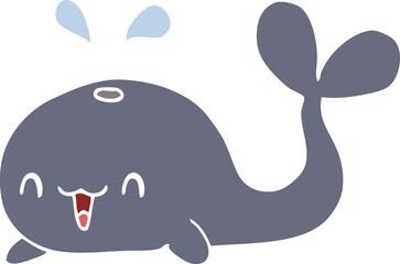 flat color style cartoon happy whale